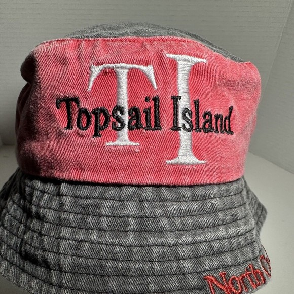 Topsail Island Bucket Hat Unisex, ￼OS /Red-Black /Stone Wash - NC Beach - Picture 9 of 10